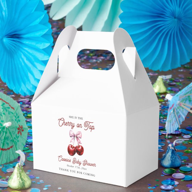 Moderne Cherry auf der Pink Bow Babydusche Geschenkschachtel (Party)