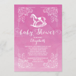 Moderne Cheval Filles Baby shower Invitation