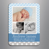 Moderne Chevron Baby Boy Blau Grau Foto Geburt