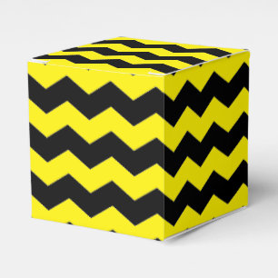 Moderne Chevron-Streifen Zickzack Schwarz und Gelb Geschenkschachtel