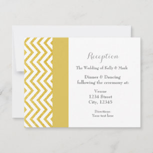 Moderne Chevron Weiße & Goldene Hochzeitsempfangsk Einladung