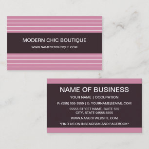 Moderne Chic Boutique mit rosa Streifen Visitenkarte