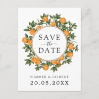 Moderne Chic Citrus Orange Wedding Save the Date