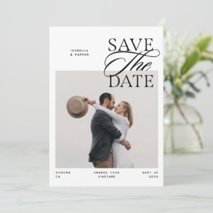 Moderne Chic Editorials Schrift Foto Doppelseitig Save The Date