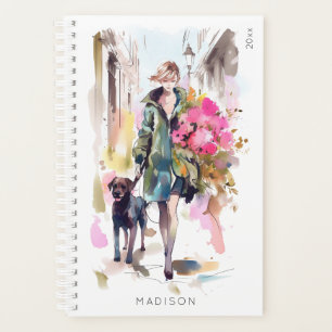 Moderne Chic élégante Femme Amoureux des chiens Fl