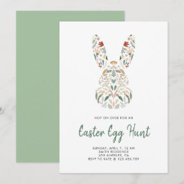 Moderne Chic Floral Bunny Ostereier Jagd Einladung