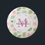 Moderne Chic Floral Monogram Button<br><div class="desc">Moderne und schicke Blumenmuster-Taste.</div>