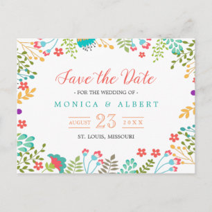 Moderne Chic-Floral Save the Date Ankündigungspostkarte