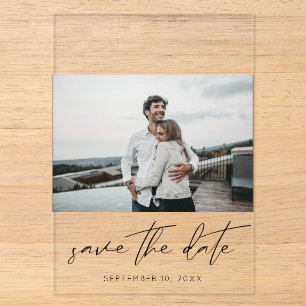 Moderne Chic-Fotolandschaft - Save-the-Date Acryleinladungen