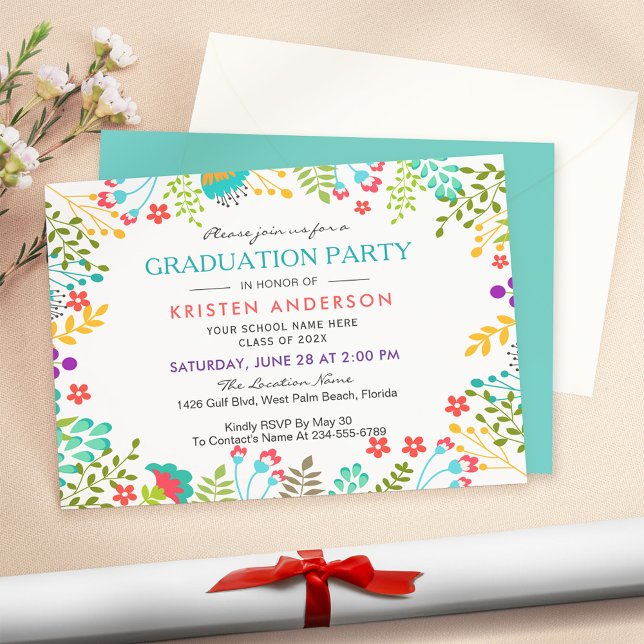 Moderne Chic Fresh Floral Graduation Party Einladung (Von Creator hochgeladen)