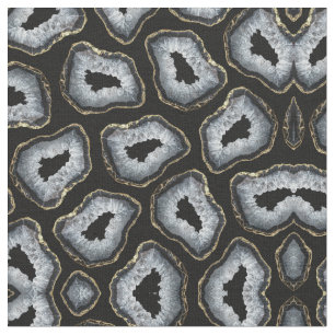 Moderne Chic Gold Schwarz-weiß Agate Geode Stones Stoff