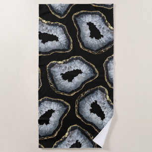 Moderne Chic Gold Schwarz-weiß Agate Geode Stones Strandtuch