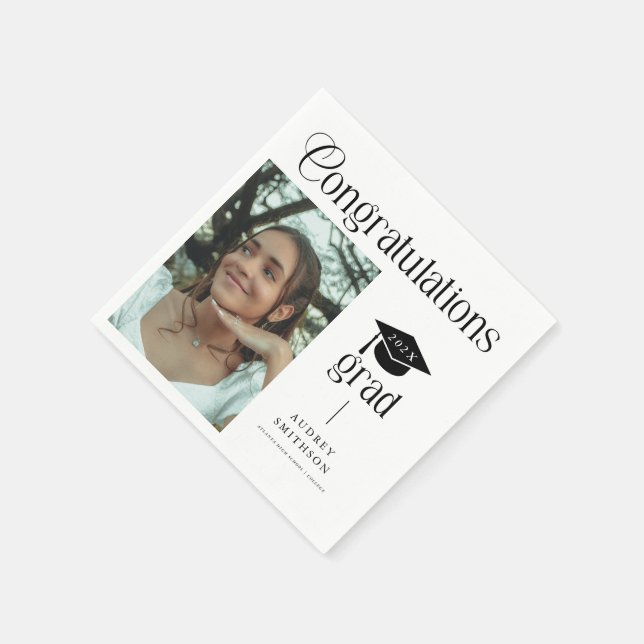 Moderne Chic Gratulation Absolvent Foto Abschluss  Serviette (Ecke)