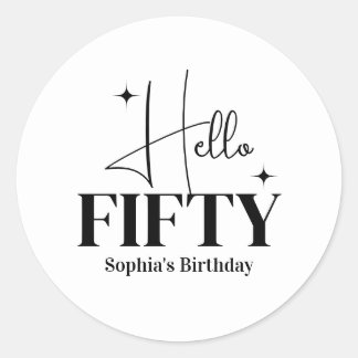 Moderne Chic Hallo Fünfzig 50. Geburtstag Custom Runder Aufkleber