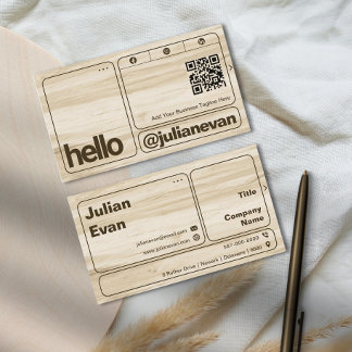 Moderne Chic Holz Grain Fett Typografie Hallo Visitenkarte