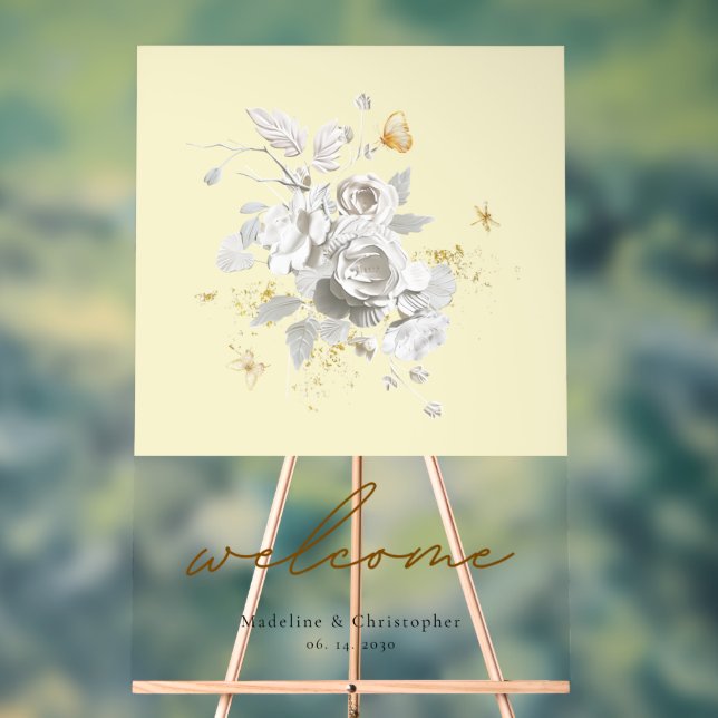 Moderne Chic Jaune Mariage Affiche de bienvenue (Neutre)
