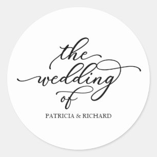 Moderne Chic-Kalligrafie die Hochzeit von Classic Runder Aufkleber