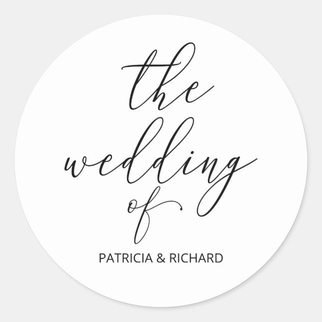 Moderne Chic-Kalligrafie - Hochzeit von Runder Aufkleber (Vorderseite)