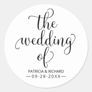 Moderne Chic-Kalligrafie - Hochzeit von Runder Aufkleber