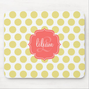 Moderne Chic-Korallen-u. Goldpunkte personalisiert Mousepad
