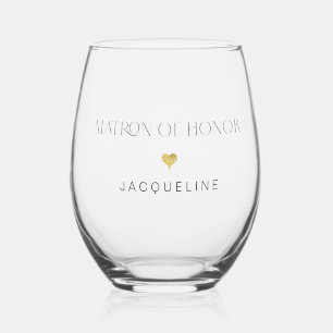 Moderne Chic Matron of Ehrencript Gold Herzname Weinglas Ohne Stiel