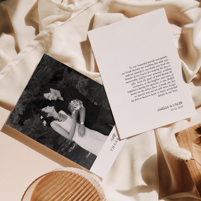 Moderne Chic Monogramm Foto-Hochzeit Dankeskarte (Von Creator hochgeladen)