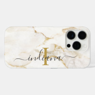Moderne Chic Monogramm Marmor-Optik Custom iPhone 16 Pro Hülle