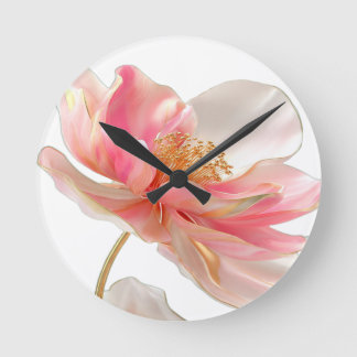 Moderne Chic Rosé Blumen-Akzentkissen Runde Wanduhr