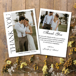 Moderne Chic Schrift 2 Foto Hochzeit Dankeskarte