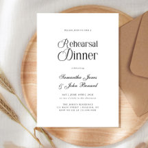 Moderne Chic-Schrift Hochzeitsprobe-Dinner