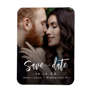 Moderne Chic Schrift Minimalistische Save The Date Magnet