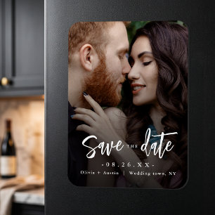 Moderne Chic Schrift Minimalistische Save The Date Magnet