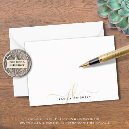 Moderne Chic Script Gold Monogram Initials Minimal Mitteilungskarte