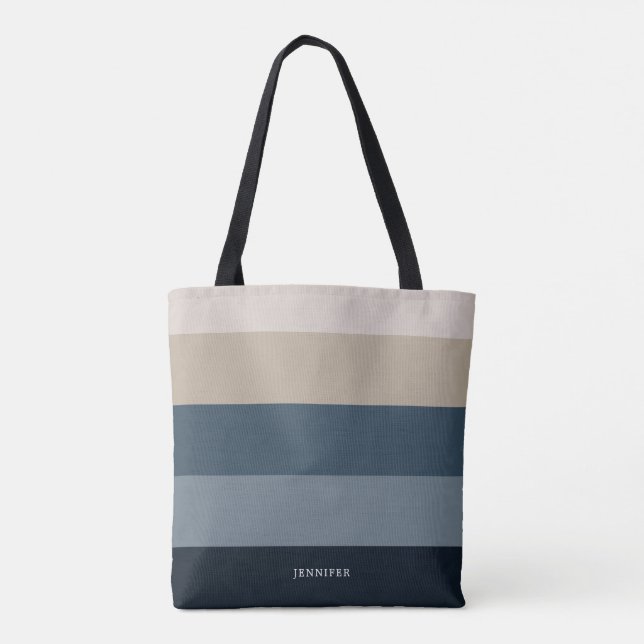Moderne Chic Streifen mit Monogramm Tasche (Rückseite)