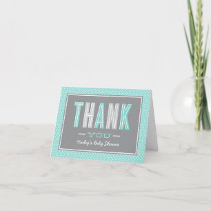 Moderne Chic-Typ Aqua-Blau Babyparty Dankeskarte