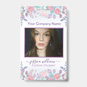 Moderne Chic Watercolor Blue Hydrangeas Floral Ausweis