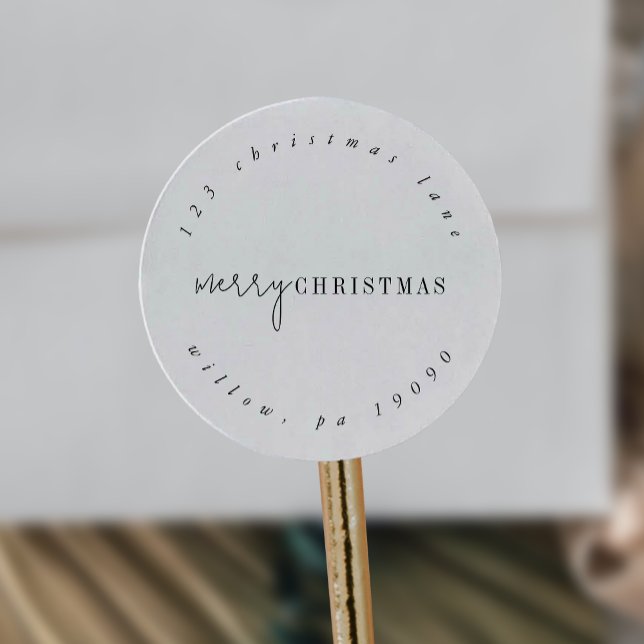 Moderne Chic Weihnachtszirkulation Rücksendeadress Runder Aufkleber (Von Creator hochgeladen)