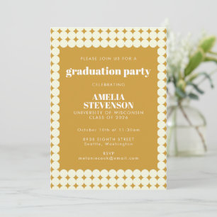 Moderne Chic Yellow Simple Dots Graduation Party Einladung