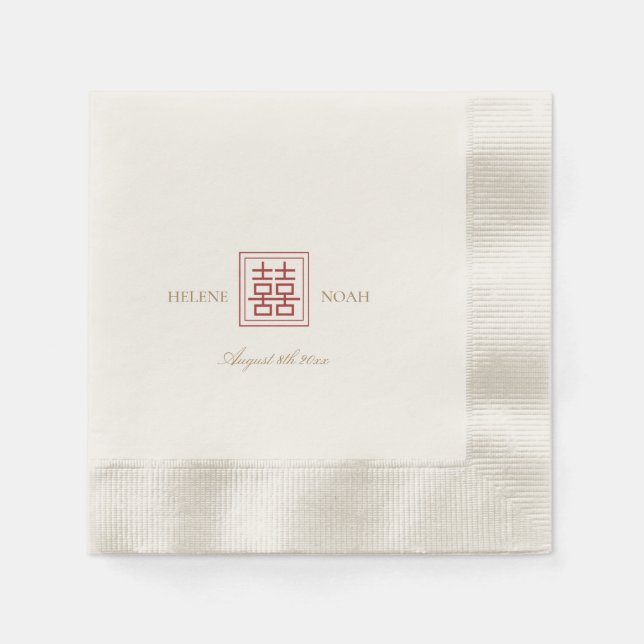 Moderne chinesische Minimalistische, elegante Gold Serviette (Vorderseite)
