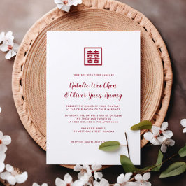 Moderne chinesische Red Double Happing Wedding Inv Einladung