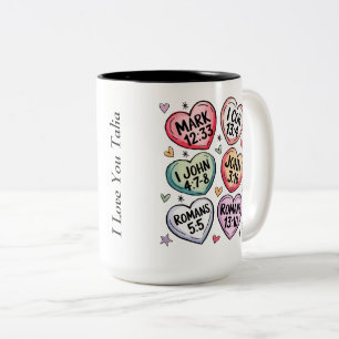 Moderne Christliche Herzvalentines Bibelverse Zweifarbige Tasse