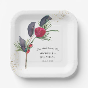 Moderne Christliche Hochzeit mit Rotem Grün Pappteller