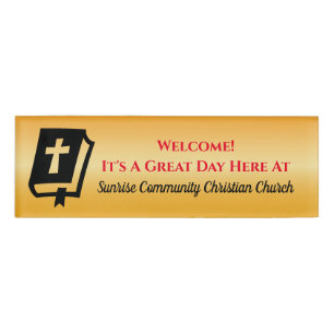 Moderne Christliche Kirche Greer Usher Gelb Namenschild