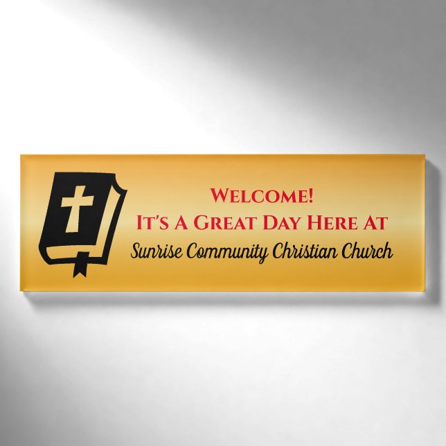 Moderne Christliche Kirche Greer Usher Gelb Namenschild (Vorderseite)