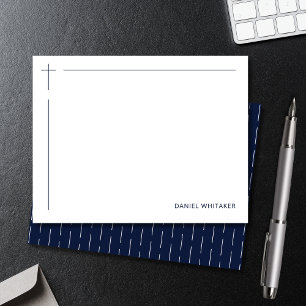 Moderne christliche Kreuz-Monogramm-Minimal-Navy Mitteilungskarte