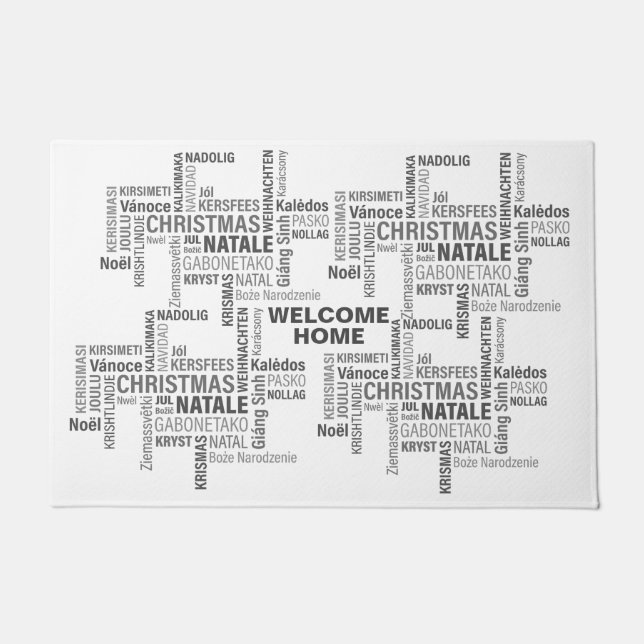 MODERNE CHRISTMAS IN VERSCHIEDENEN SPRACHEN FUßMATTE (Vorderseite)