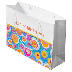 Moderne Circle Art GLÜCKLICH BIRTHDAY farbiges Glü Große Geschenktüte