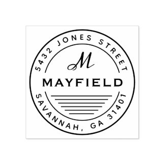 Moderne Circle Monogram Round-Rücksendeadresse Gummistempel