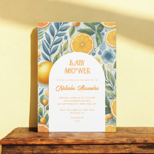 Moderne Citrus Baby Dusche farbenfroh Geschlecht n Einladung