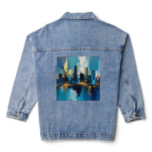 Moderne City Lights Abstrakt Denim Jacket